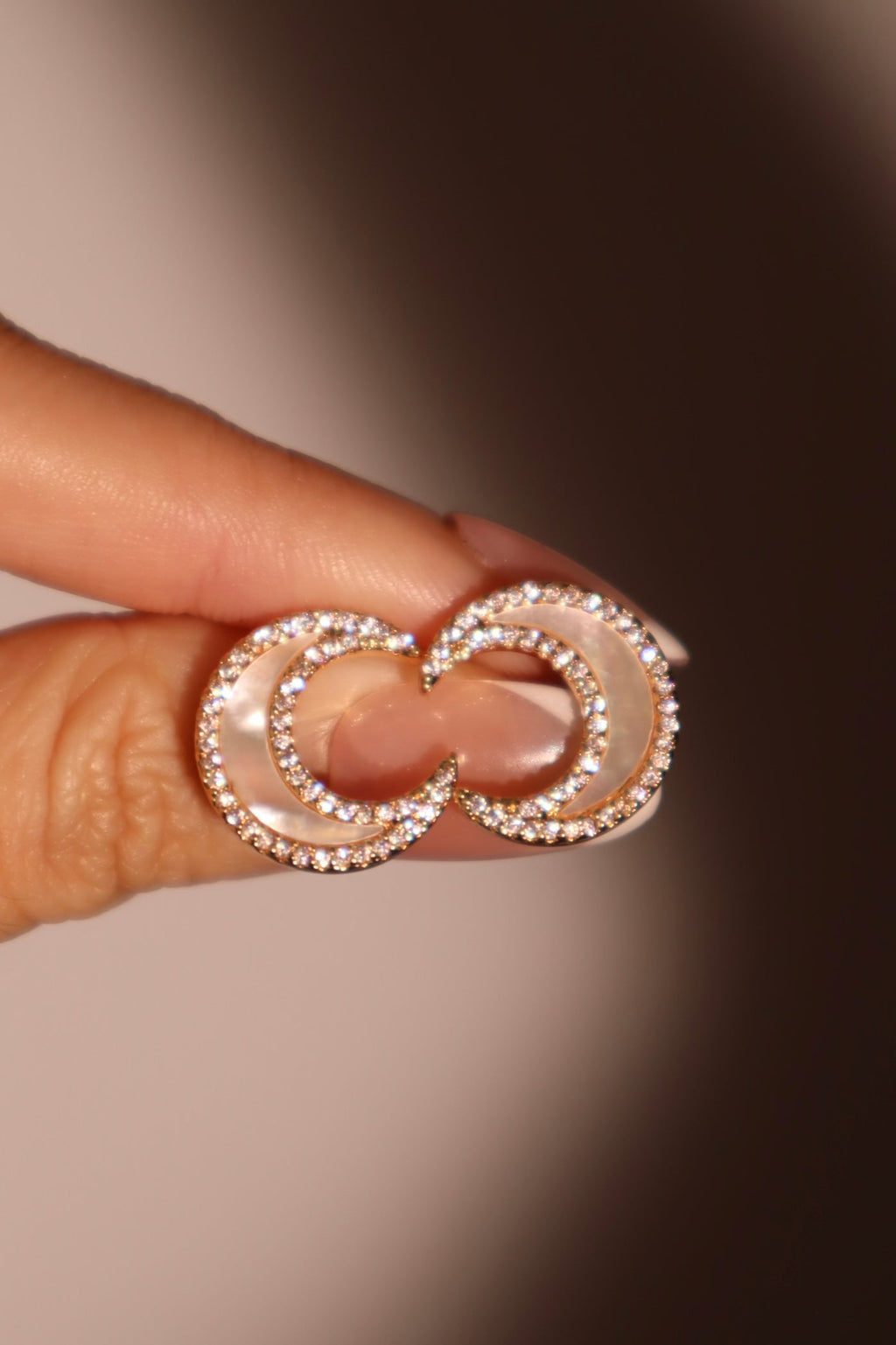 14K Real Gold Plated Diamond Shell Moon Earrings