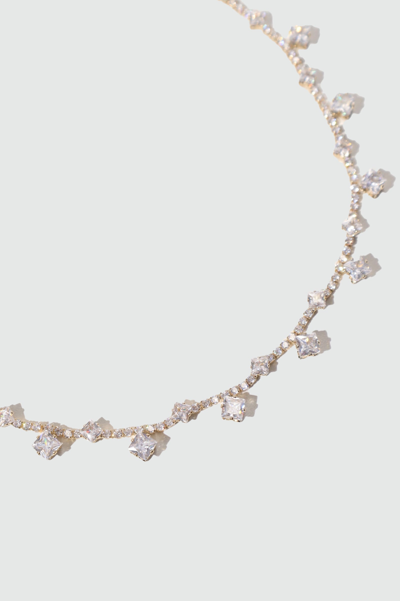 14K Real Gold Plated Multi Diamond Necklace