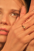 18K Real Gold Plated White Opal Ring