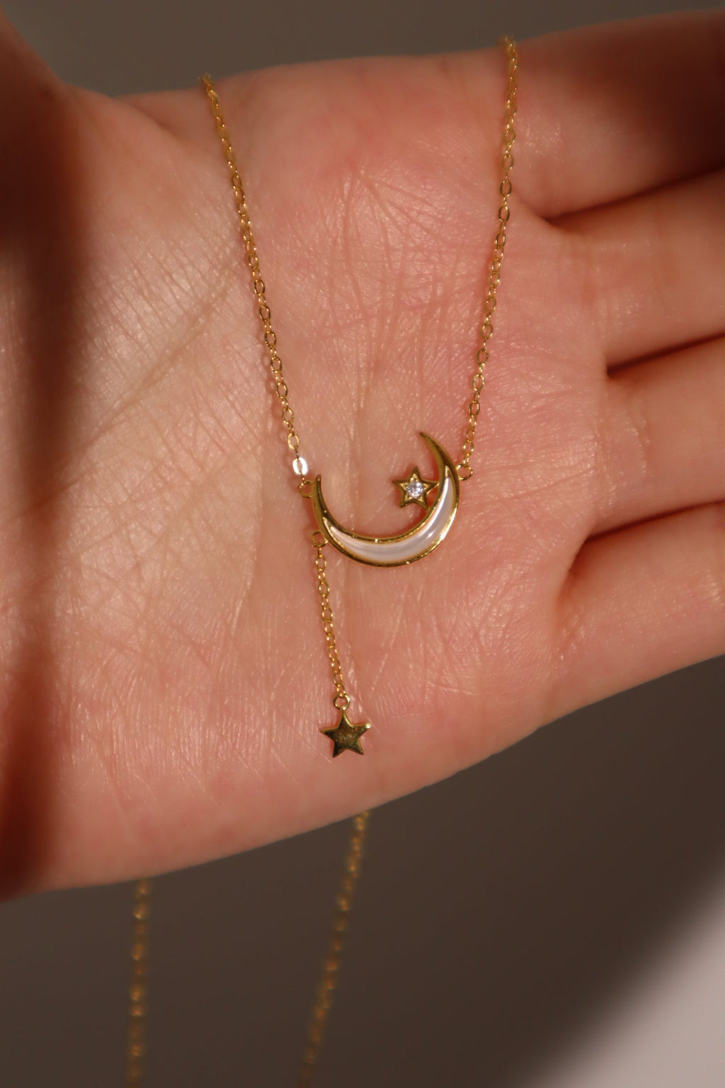 18K Gold Vermeil Shell Moon Star Necklace