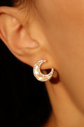 14K Real Gold Plated Diamond Shell Moon Earrings