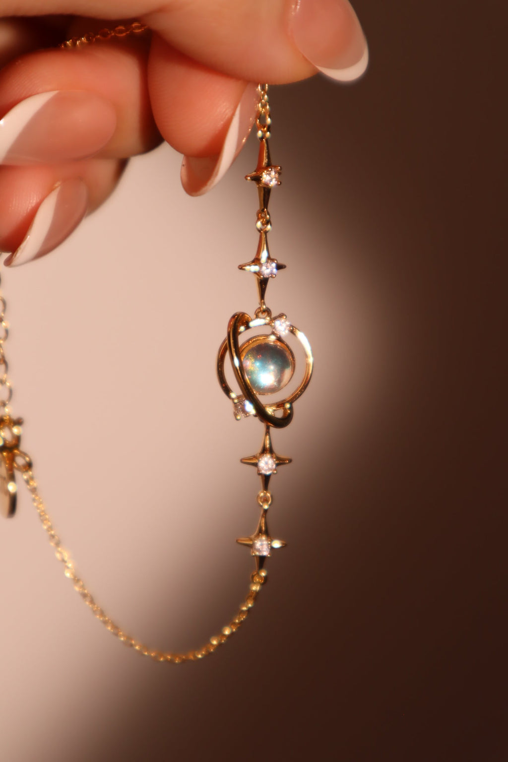 18K Real Gold Plated Moonstone Saturn Star Bracelet