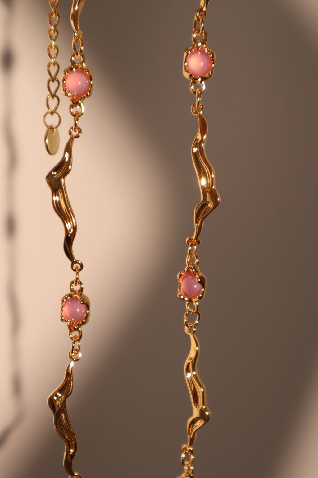 18K Real Gold Plated Multi Purple Opal Wave Necklace