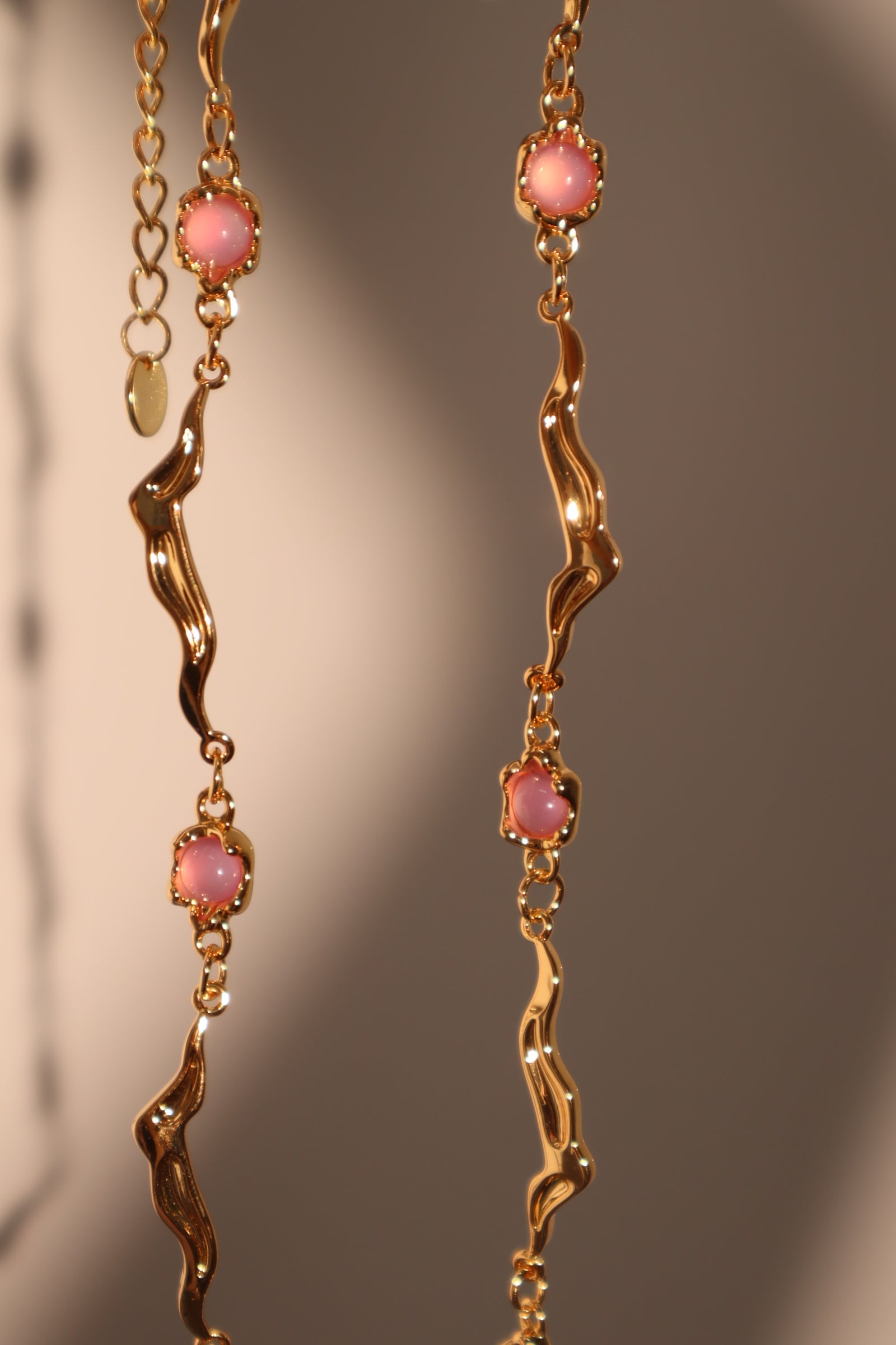 18K Real Gold Plated Multi Purple Opal Wave Necklace
