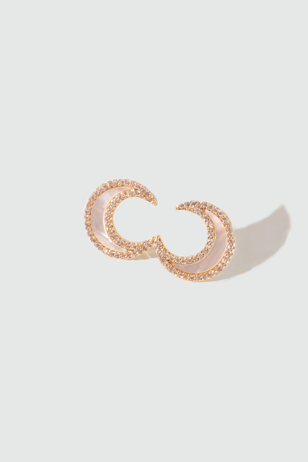 14K Real Gold Plated Diamond Shell Moon Earrings