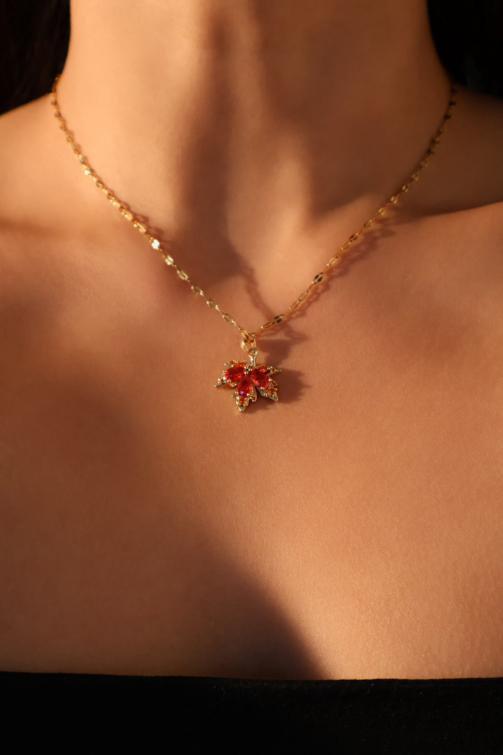 18K Real Gold Plated Maple Leaves Necklace
