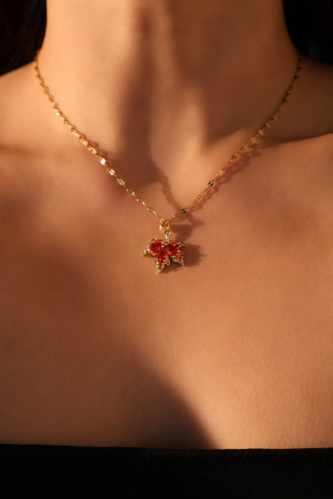 18K Real Gold Plated Maple Leaves Necklace