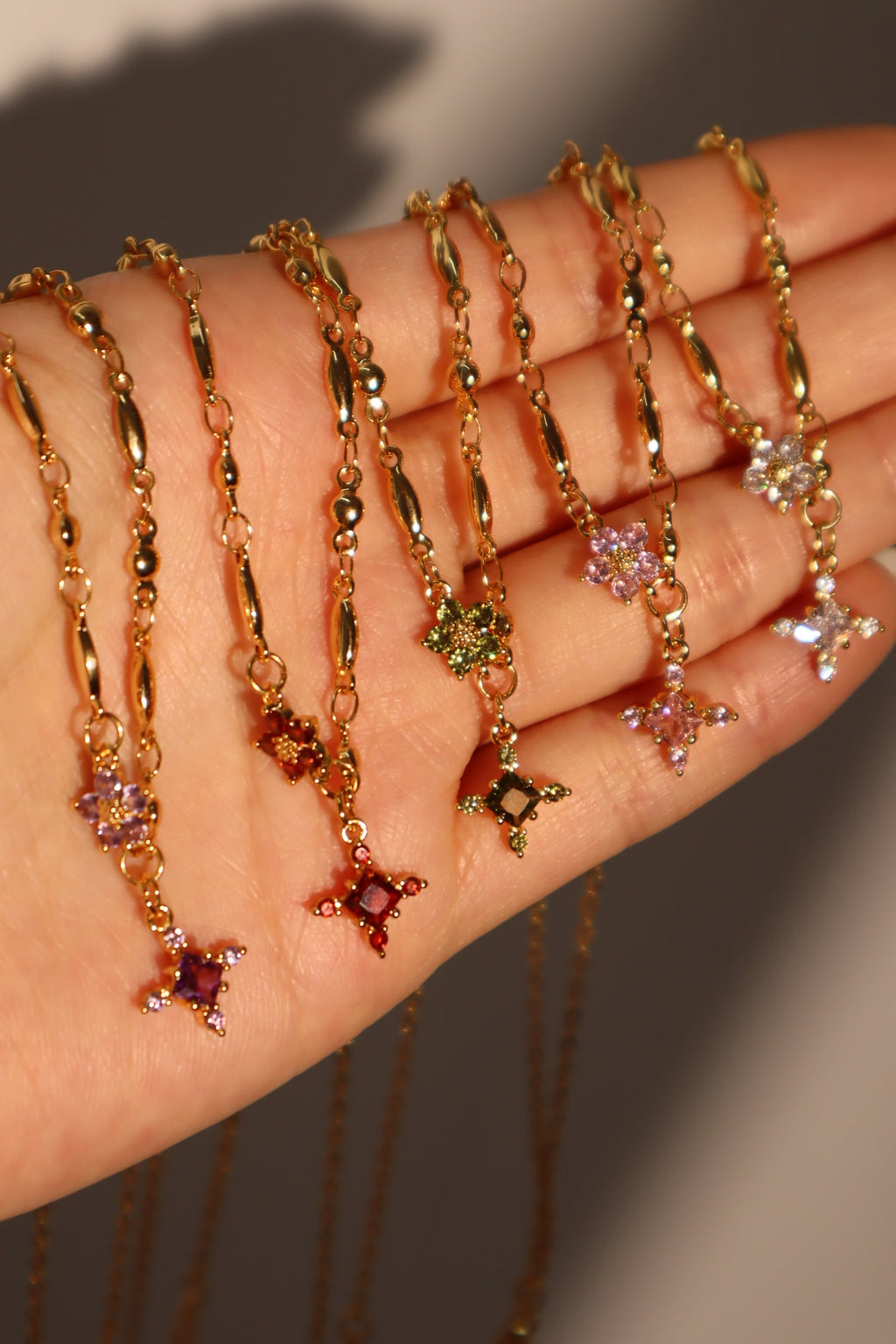 18K Real Gold Plated Tourmaline Starlight Cross Necklace