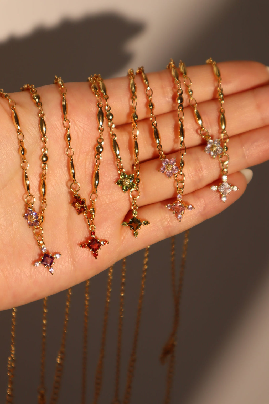 18K Real Gold Plated Peridot Starlight Cross Necklace