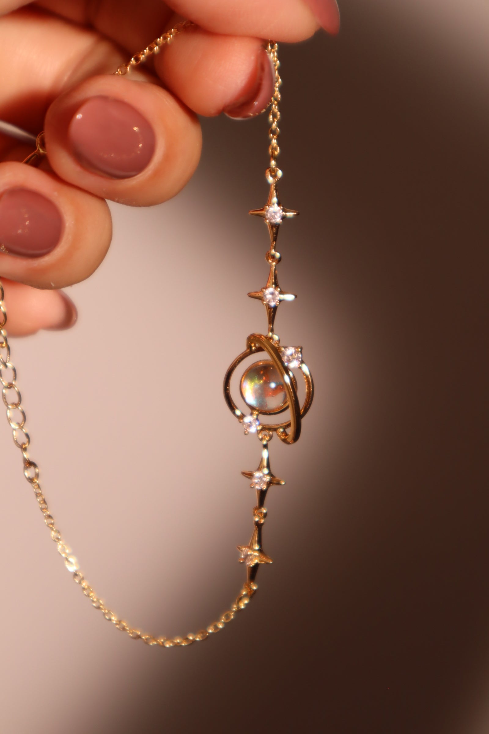 18K Real Gold Plated Moonstone Saturn Star Bracelet