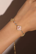 14K Real Gold Plated Pink Lucky Leaf Bracelet