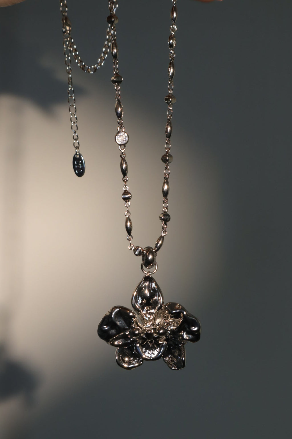 Palladium White Gold Plated Orchid Necklace