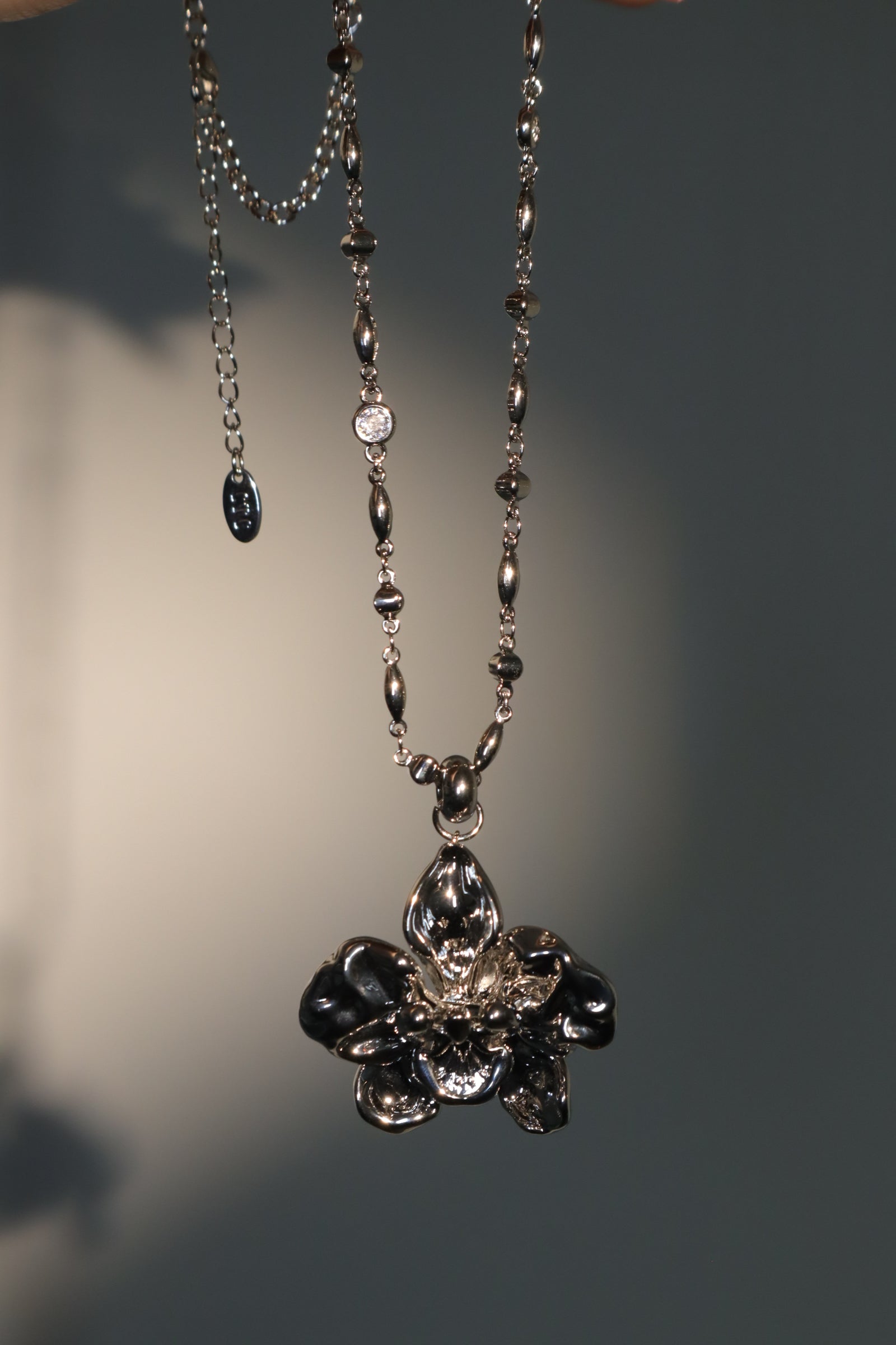 Palladium White Gold Plated Orchid Necklace