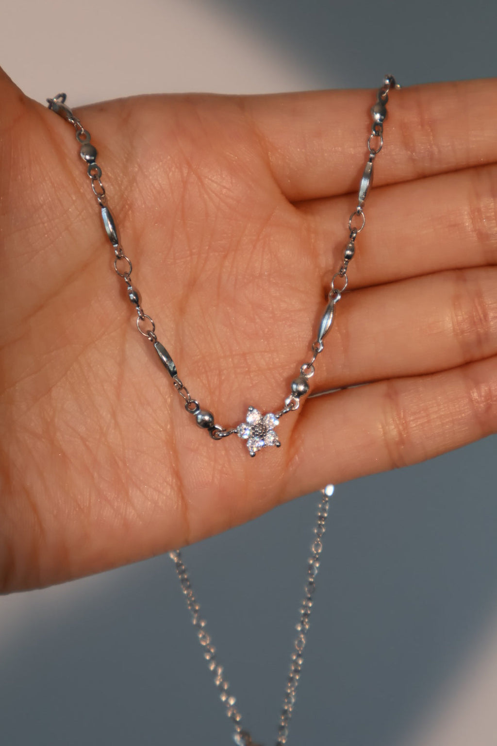 Palladium White Gold Plated Starlight Bloom Necklace
