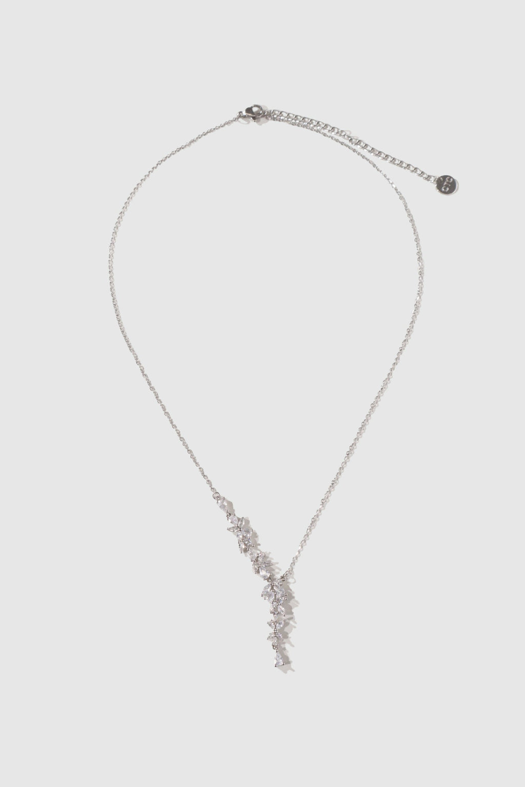 Palladium White Gold Plated Diamond Leaf Necklace
