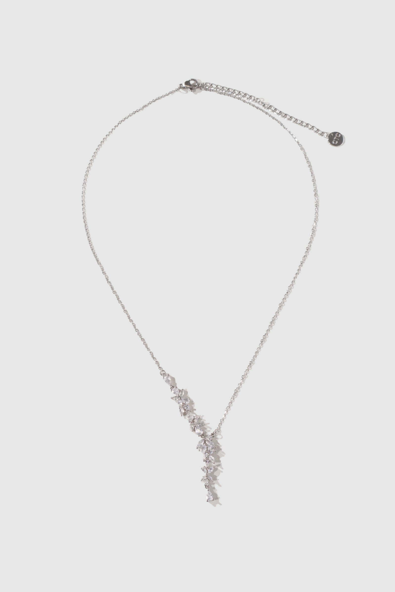 Palladium White Gold Plated Diamond Leaf Necklace