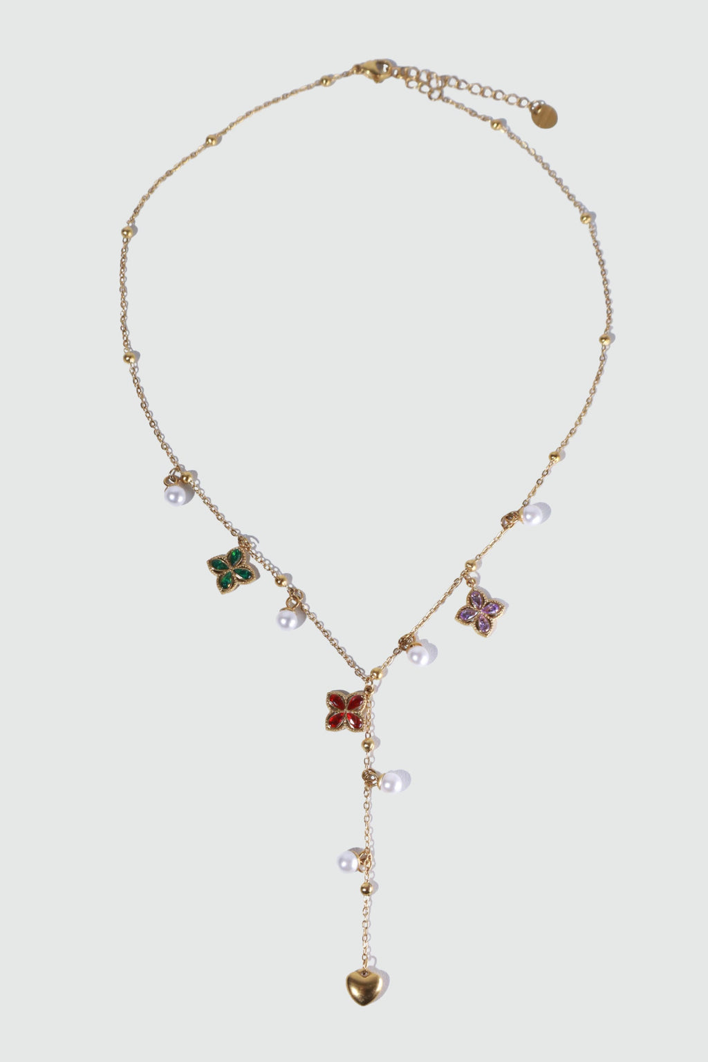 18K Gold Stainless Steel Color Petal Lariat Necklace