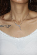 Palladium White Gold Plated Diamond Leaf Necklace