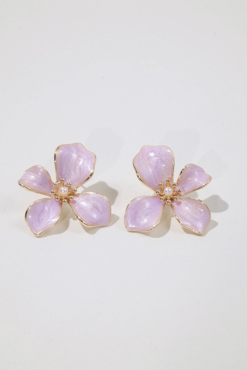 14K Real Gold Plated Enamel Flower Earrings