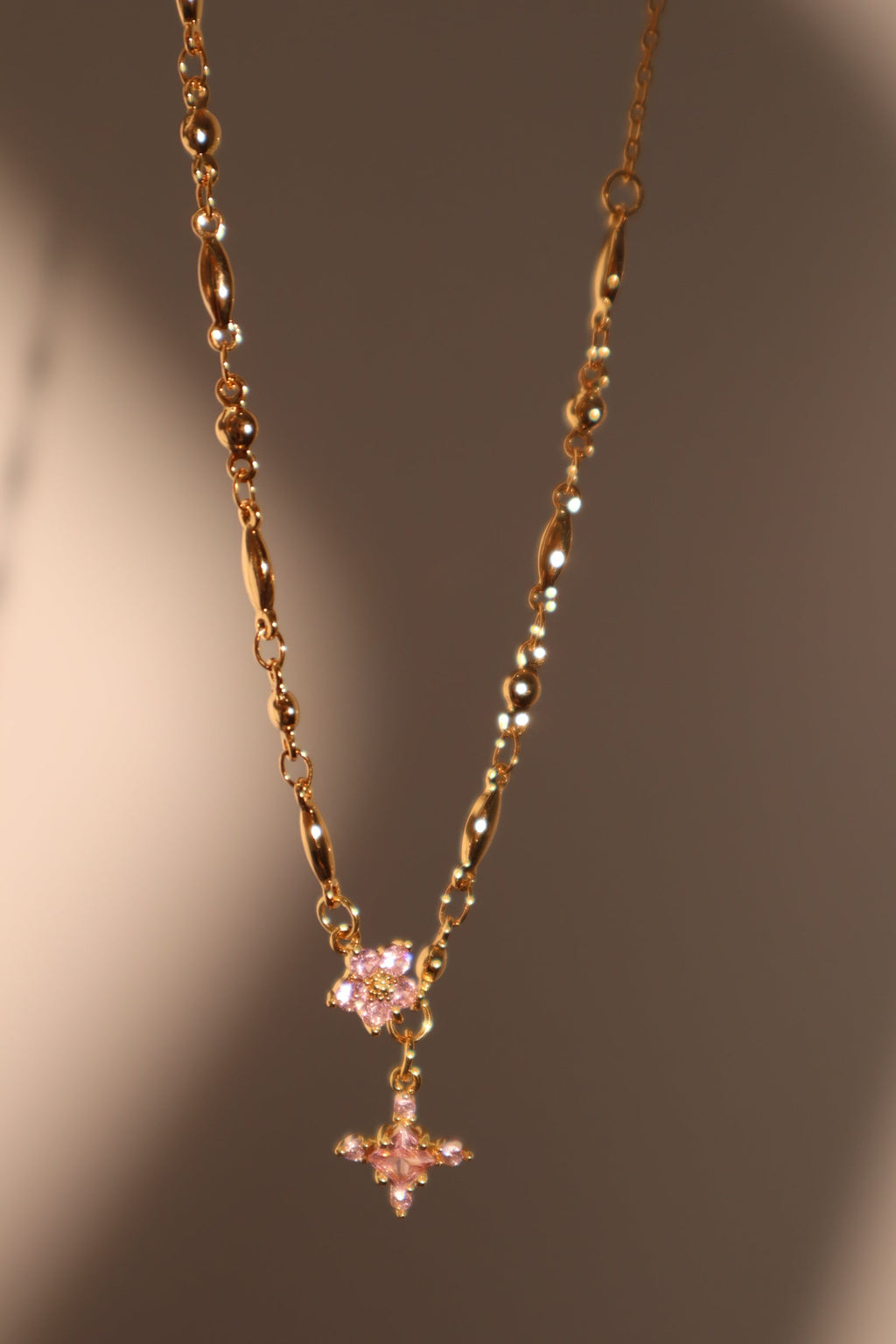 18K Real Gold Plated Tourmaline Starlight Cross Necklace