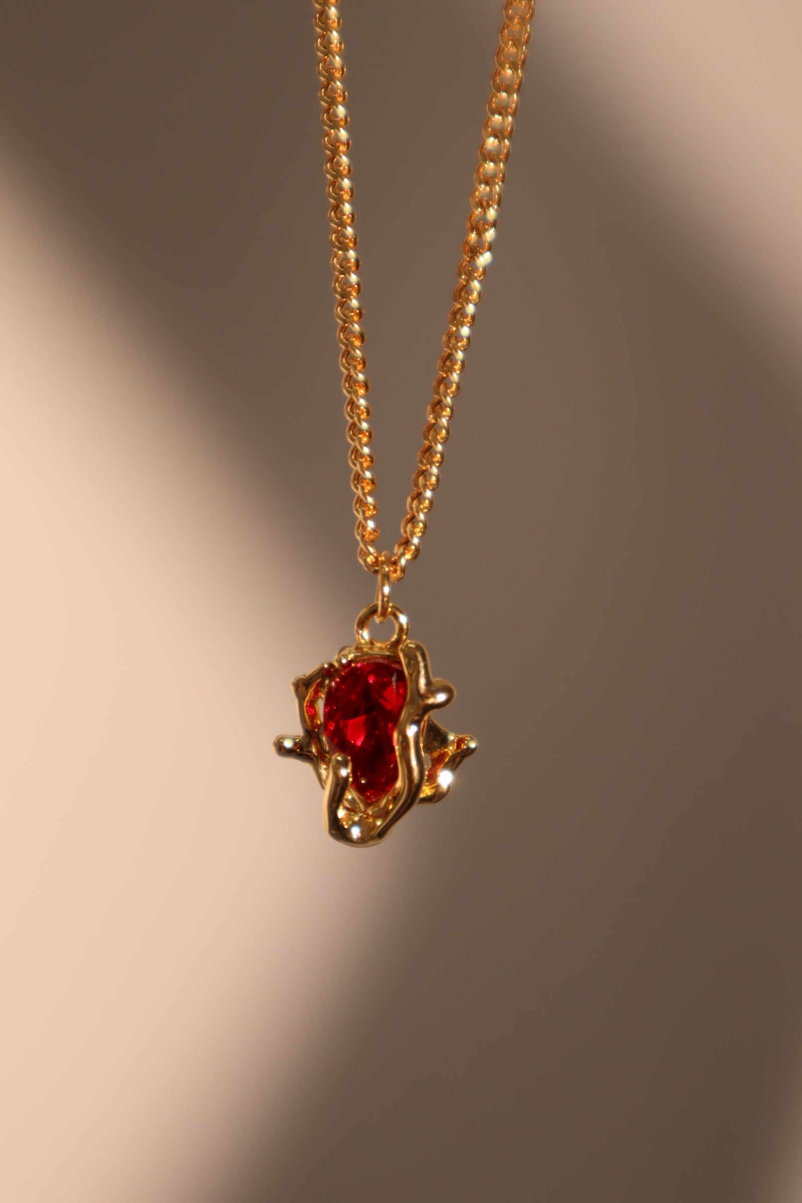 18K Real Gold Plated Red Rose Necklace