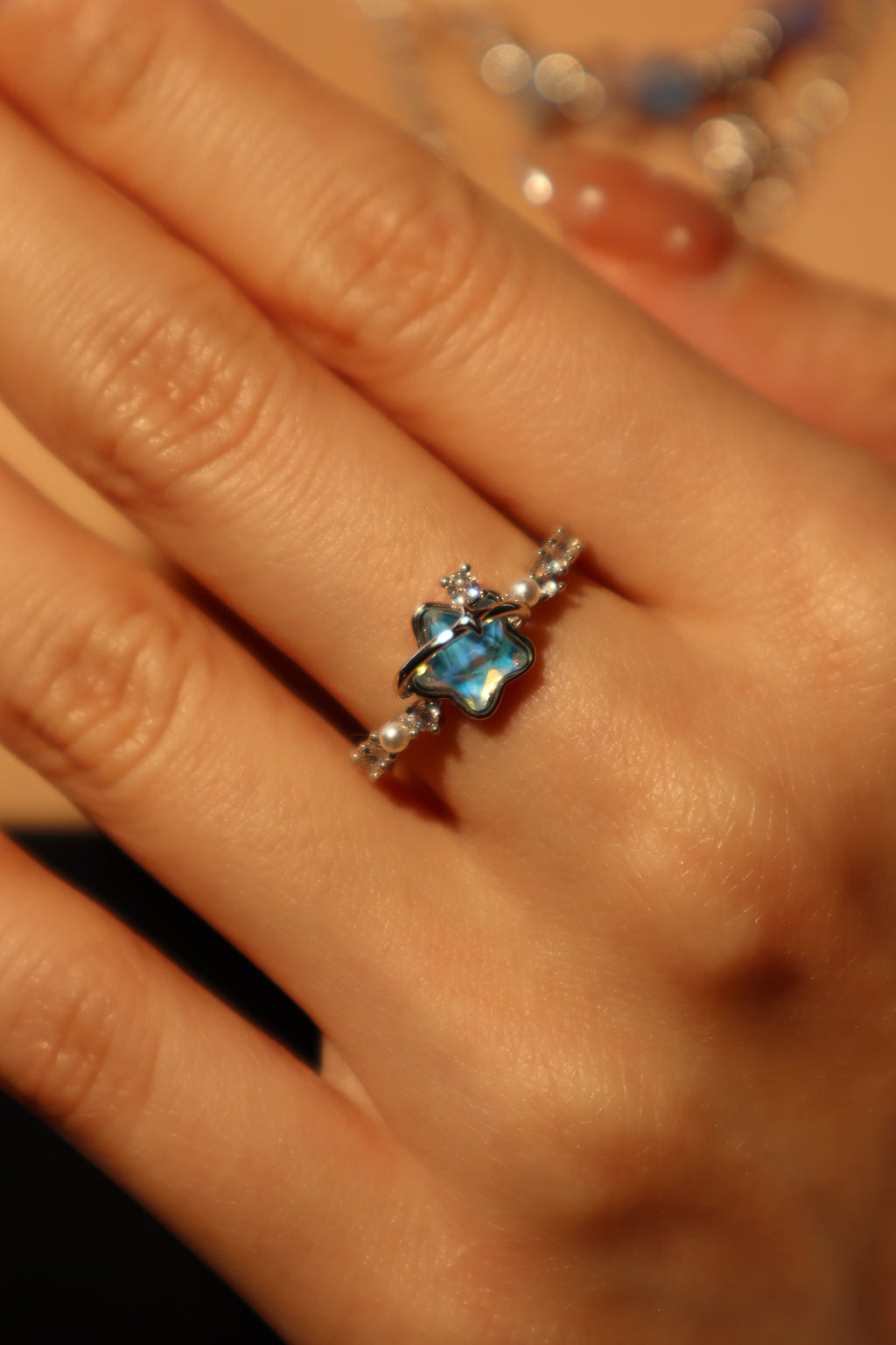 Blue Star Pearl Ring