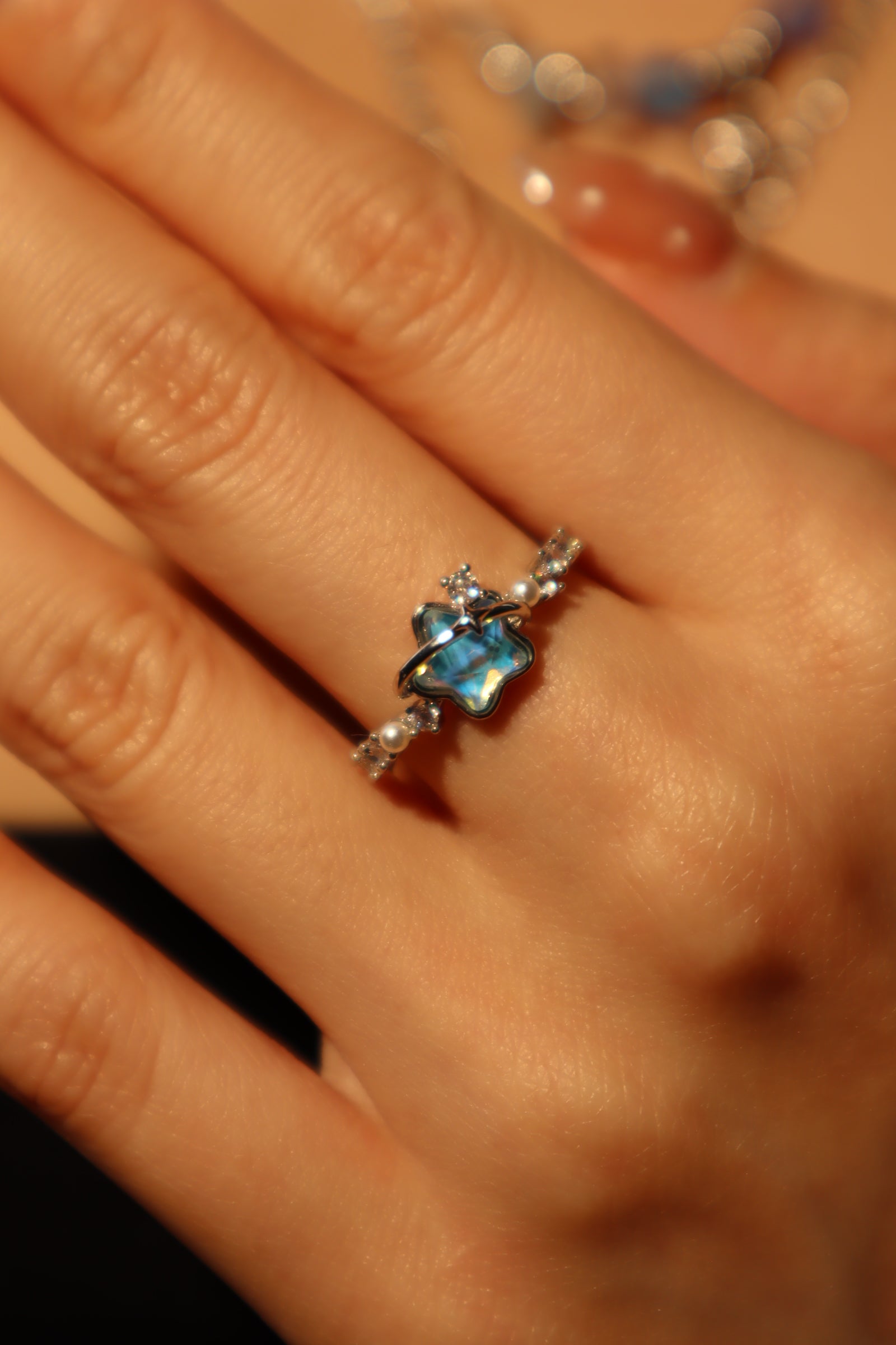 Blue Star Pearl Ring