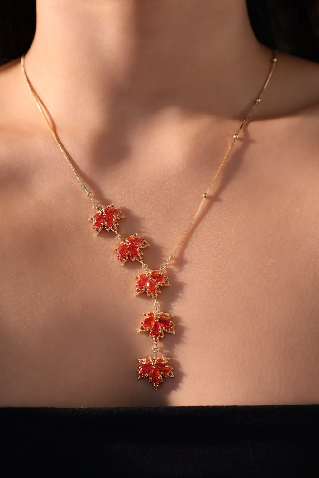 18K Real Gold Plated Maple Leaves Necklace