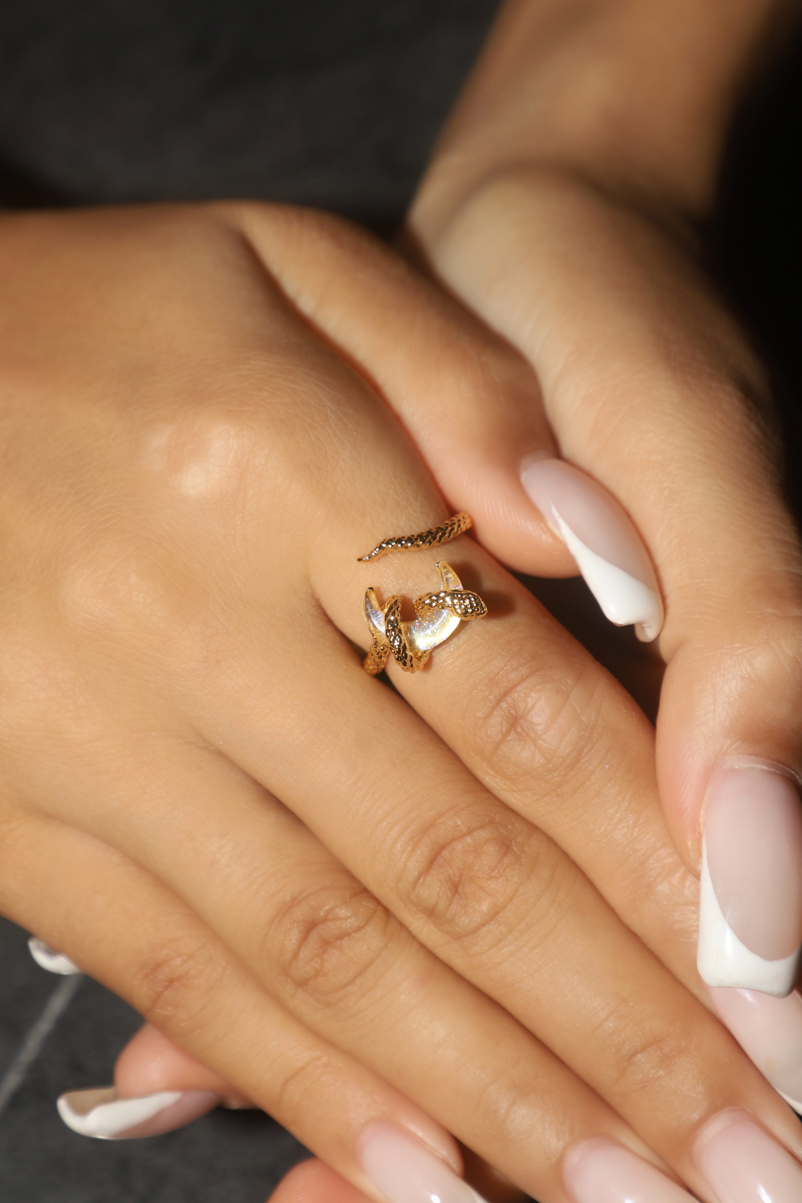 20K Real Gold Plated Moon Snake Ring