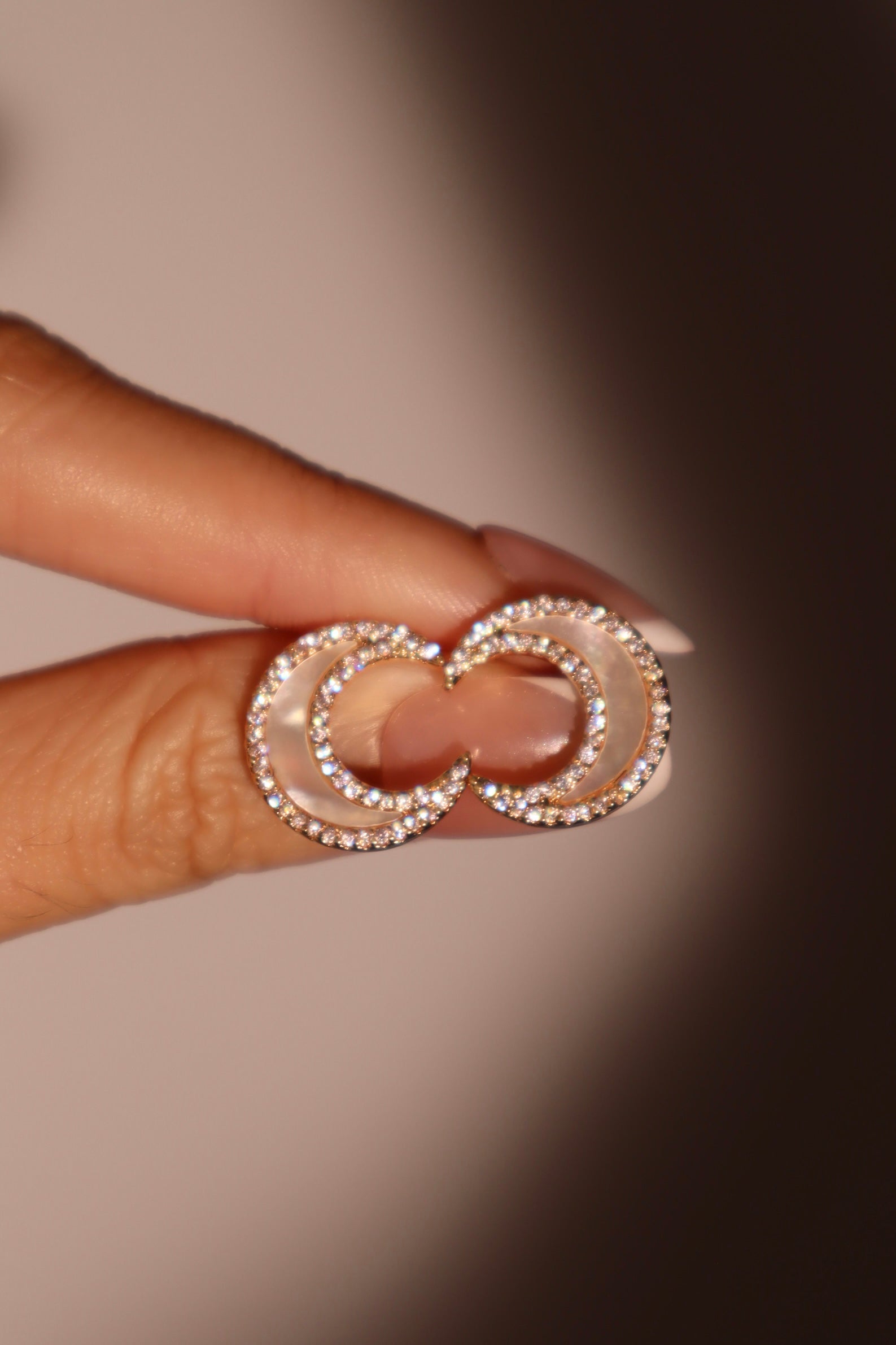 14K Real Gold Plated Diamond Shell Moon Earrings