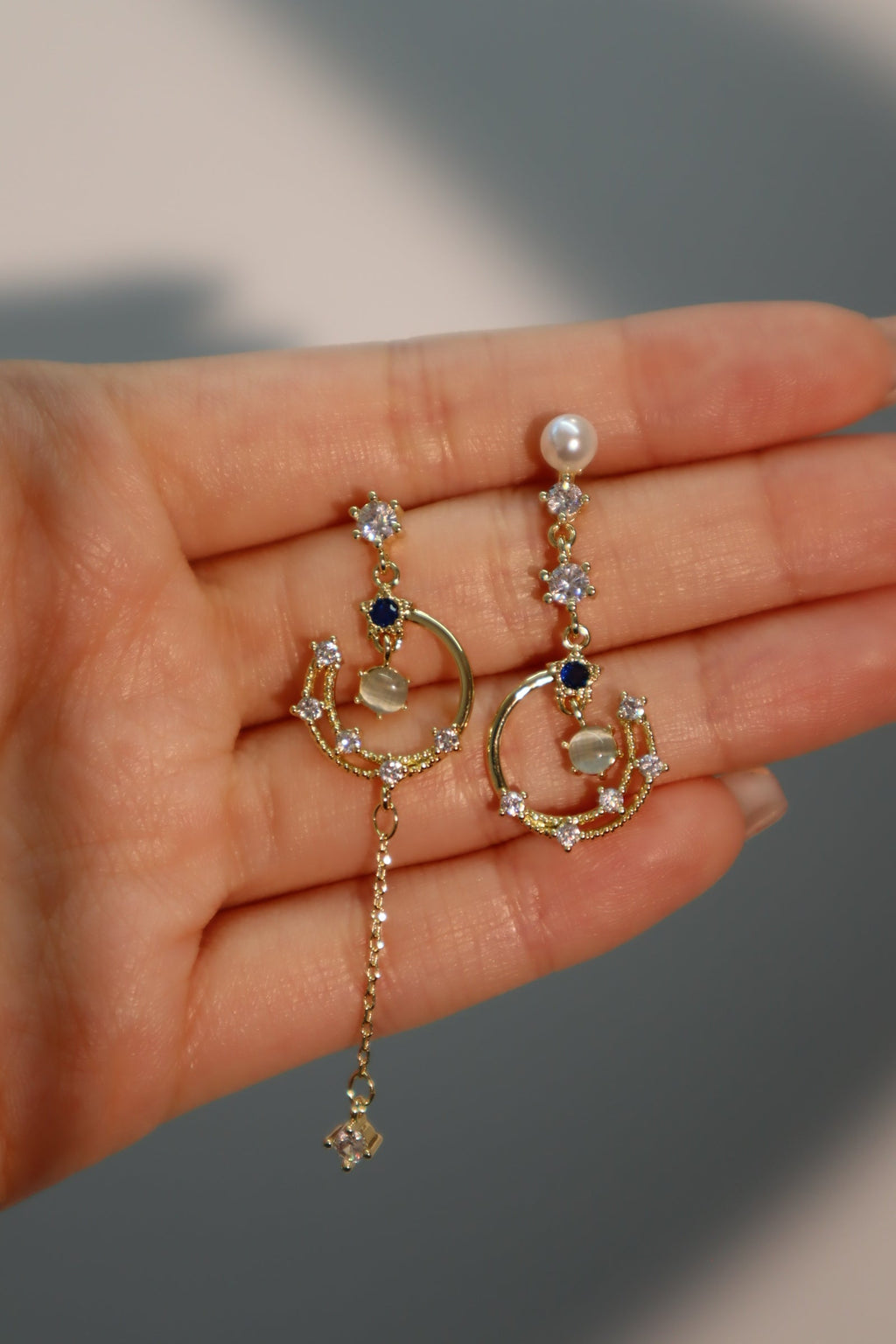 14K Real Gold Plated Moonlight Dangle Earrings