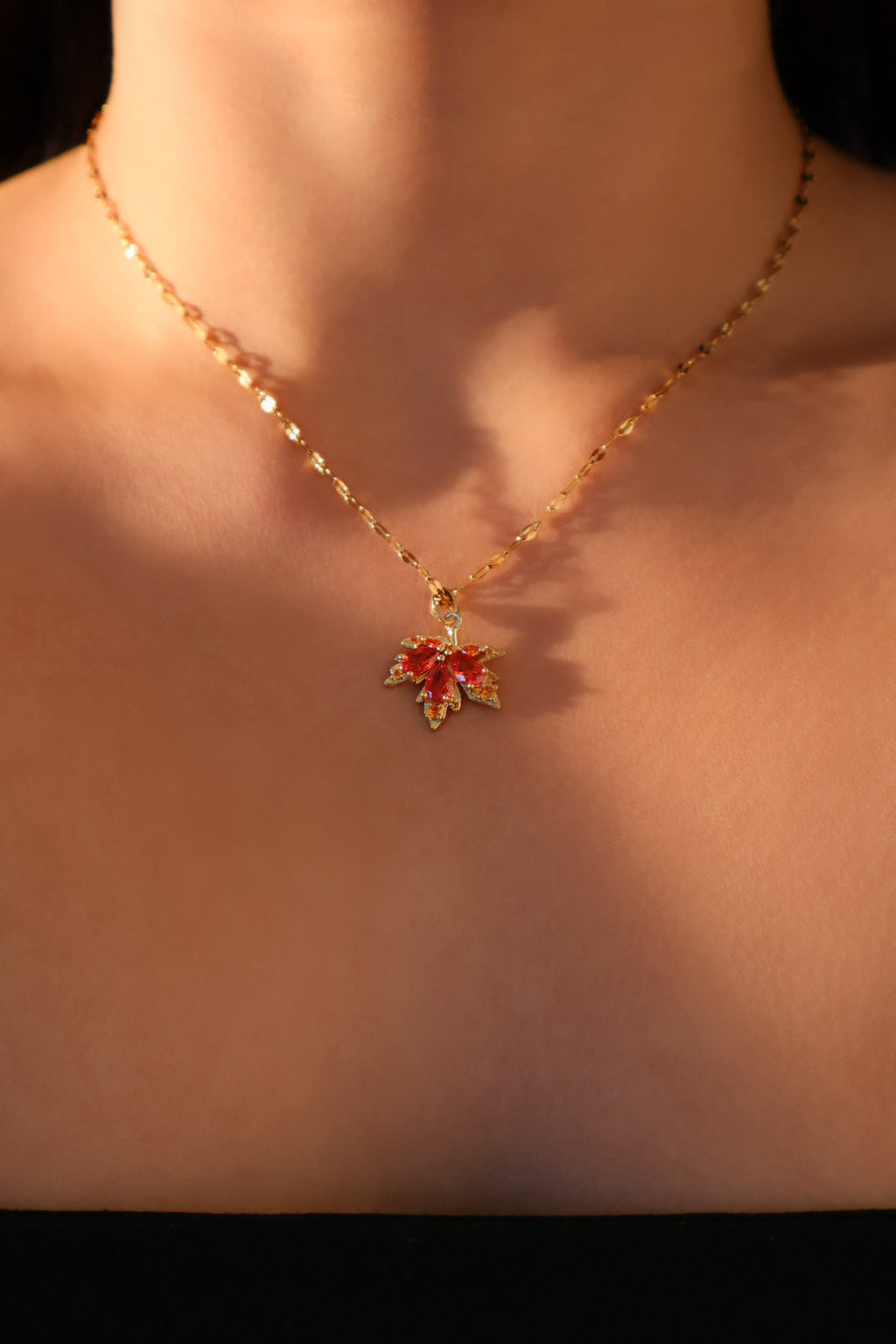18K Real Gold Plated Maple Leaves Necklace