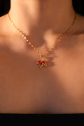 18K Real Gold Plated Maple Leaves Necklace
