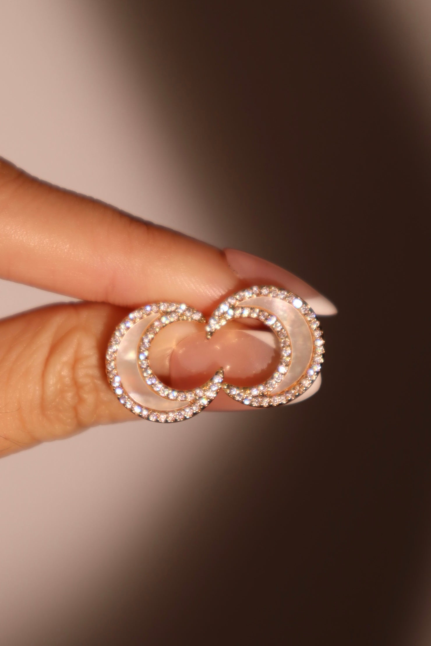 14K Real Gold Plated Diamond Shell Moon Earrings