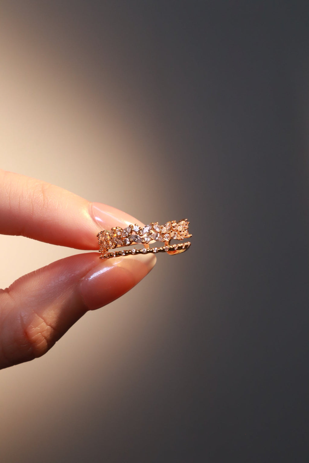 18K Real Gold Plated Thick Layers Diamond Ring