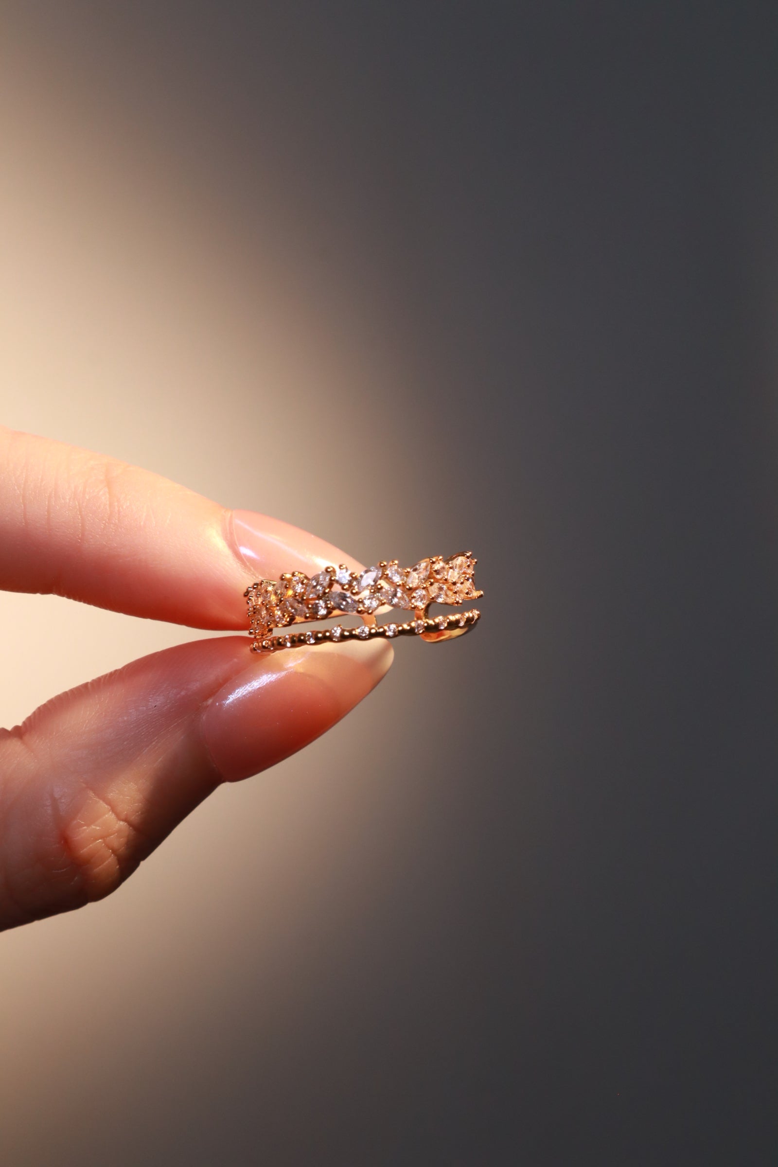 18K Real Gold Plated Thick Layers Diamond Ring