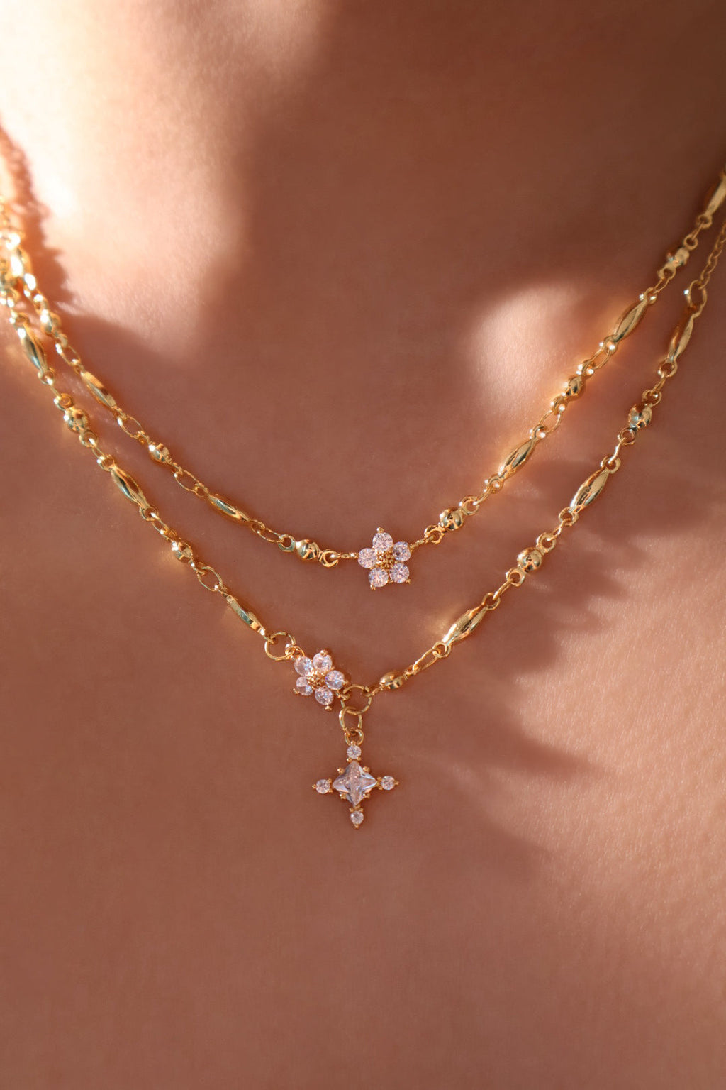 18K Real Gold Plated Diamond Starlight Cross Necklace