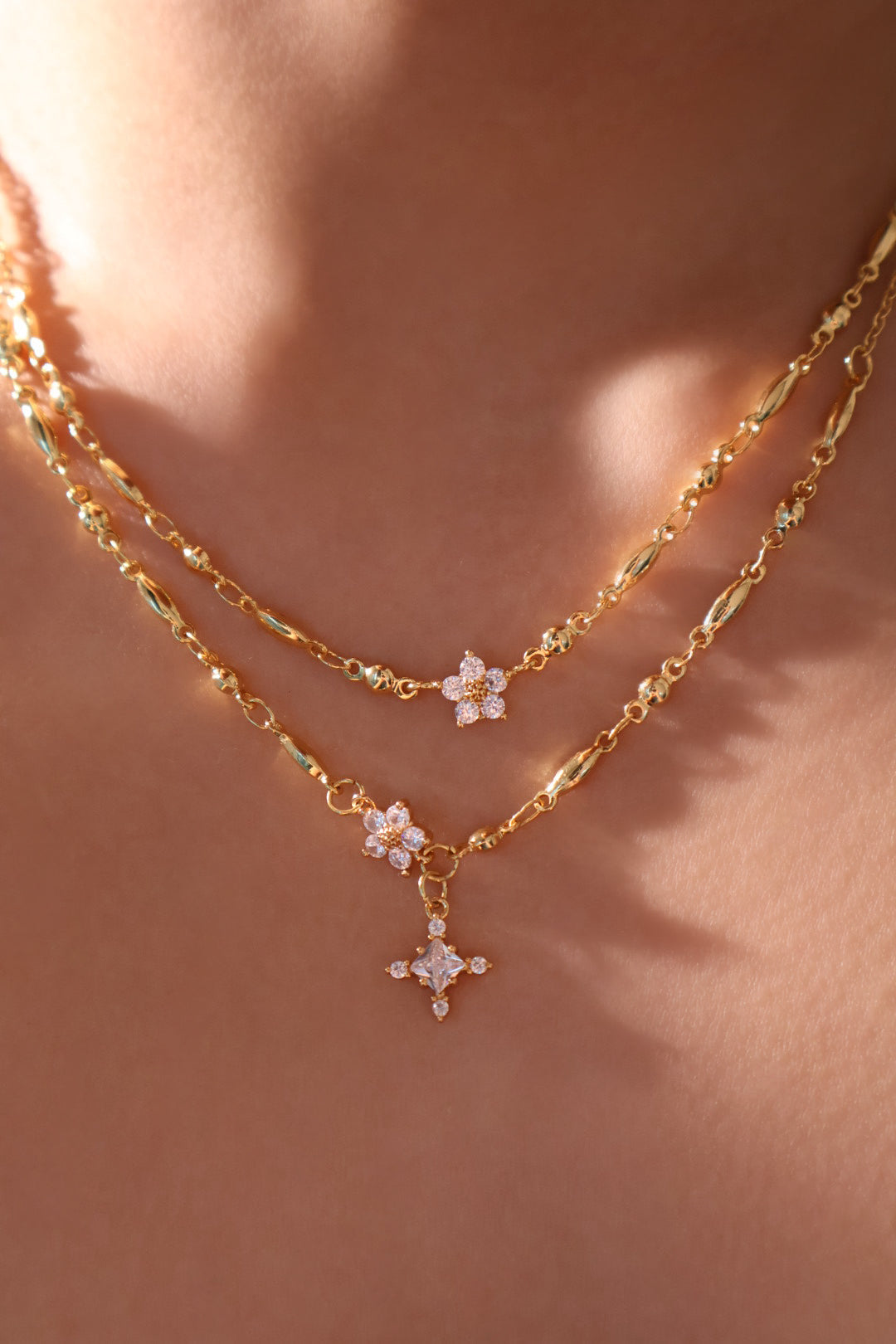 18K Real Gold Plated Diamond Starlight Cross Necklace