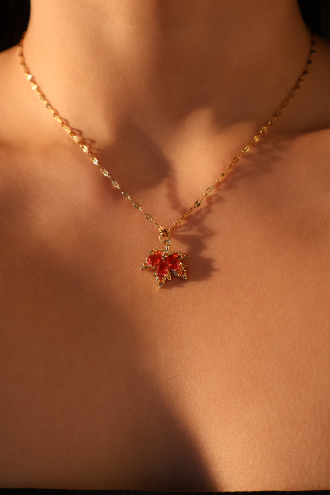 18K Real Gold Plated Maple Leaves Necklace