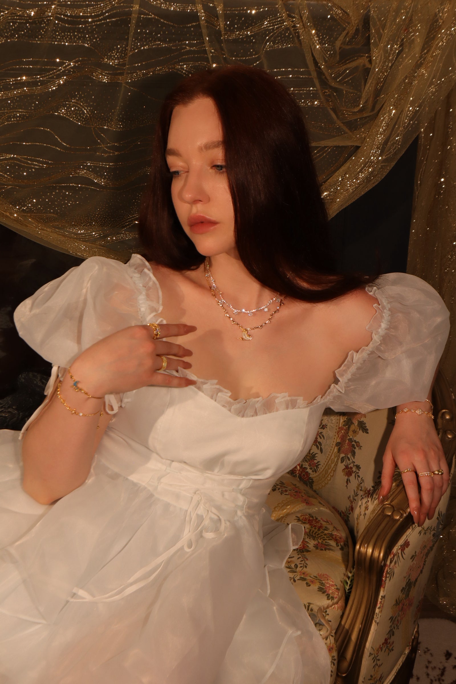 14K Real Gold Plated Multi Diamond Necklace