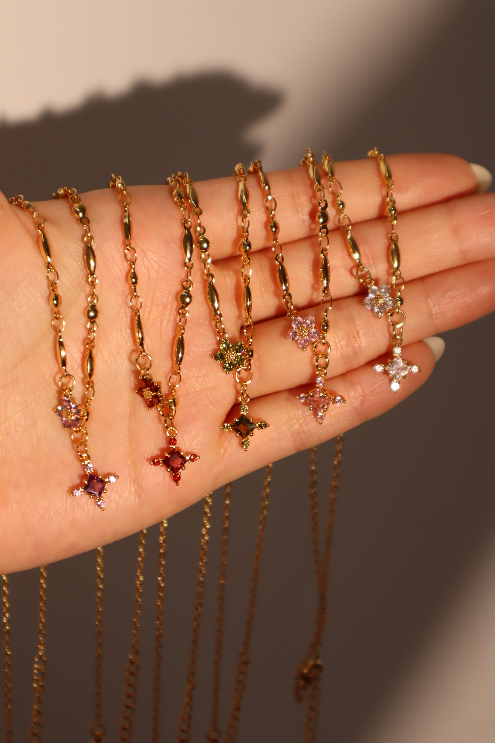 18K Real Gold Plated Peridot Starlight Cross Necklace
