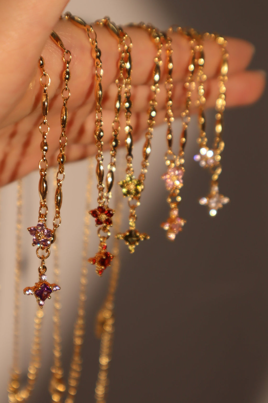 18K Real Gold Plated Peridot Starlight Cross Necklace