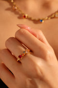 20K Real Gold Plated Color Gem Ring