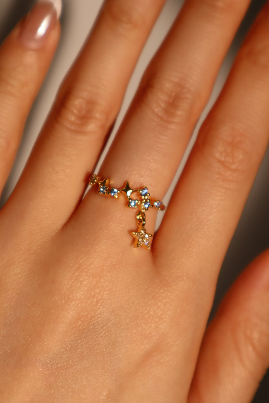 20K Real Gold Plated Blue Gem Meteor Ring
