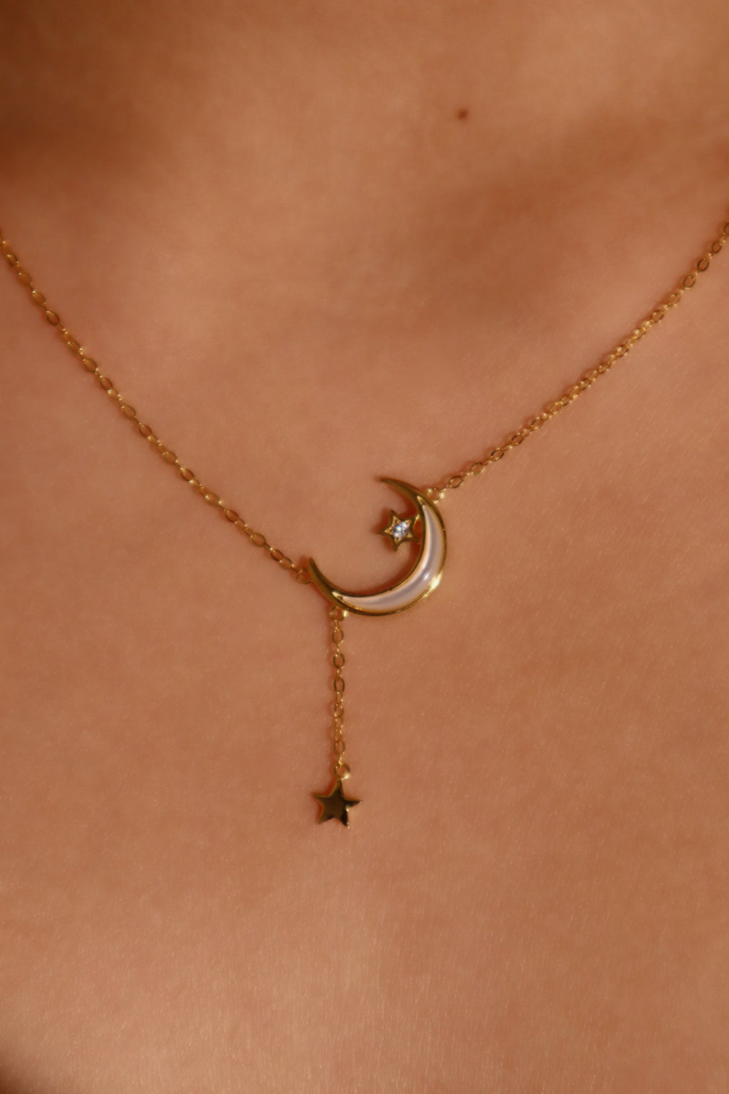 18K Gold Vermeil Shell Moon Star Necklace
