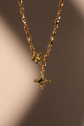 18K Real Gold Plated Peridot Starlight Cross Necklace