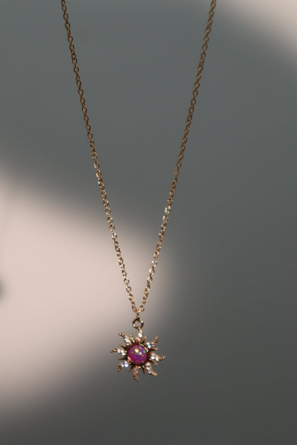 18K Real Gold Plated Purple Opal Sun Necklace