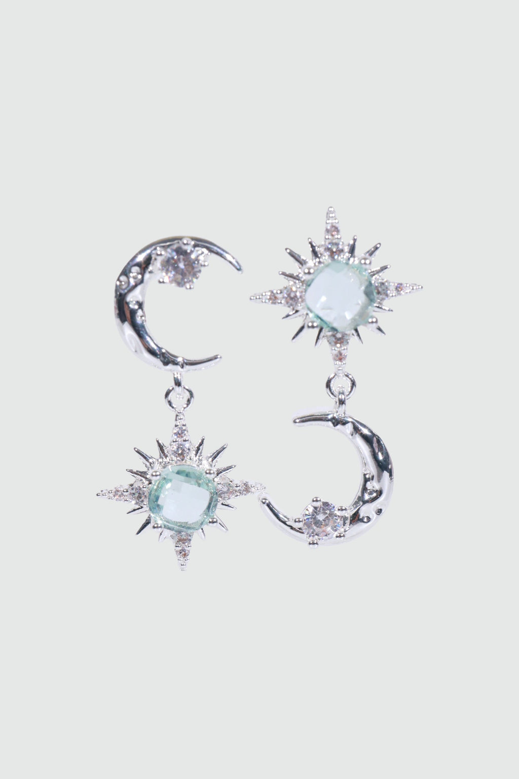 Palladium White Gold Plated Moon Pole Star Earrings