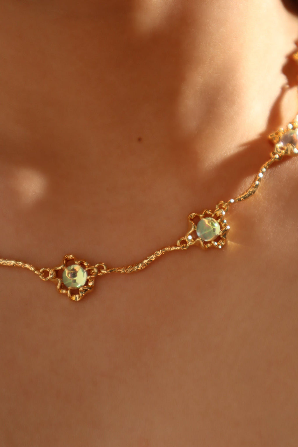 18K Real Gold Plated Multi Opal Necklace