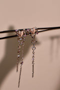 Palladium White Gold Plated Pink Opal Heart Dangle Earrings